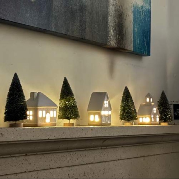 3pc Lit Ceramic Buildings Decorative Christmas Figurine Set - Wondershop - Picture 4 of 6